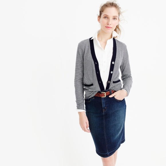 J. Crew Sweaters - J. Crew Fine-striped V-neck cardigan sweater